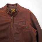 POLO JEANS COMPANY RALPH LAUREN 90s Vintage Single Riders Leather Jacket L Brown Quilted Liner