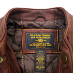 POLO JEANS COMPANY RALPH LAUREN 90s Vintage Single Riders Leather Jacket L Brown Quilted Liner