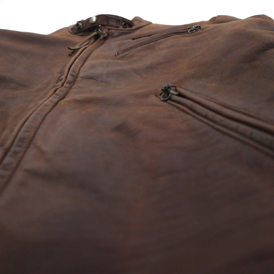 POLO JEANS COMPANY RALPH LAUREN 90s Vintage Single Riders Leather Jacket L Brown Quilted Liner