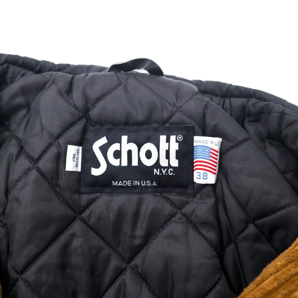 Schott USA Corduroy Duffel Coat 38 Brown Cotton Quilted Liner