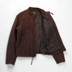 POLO JEANS COMPANY RALPH LAUREN 90s Vintage Single Riders Leather Jacket L Brown Quilted Liner