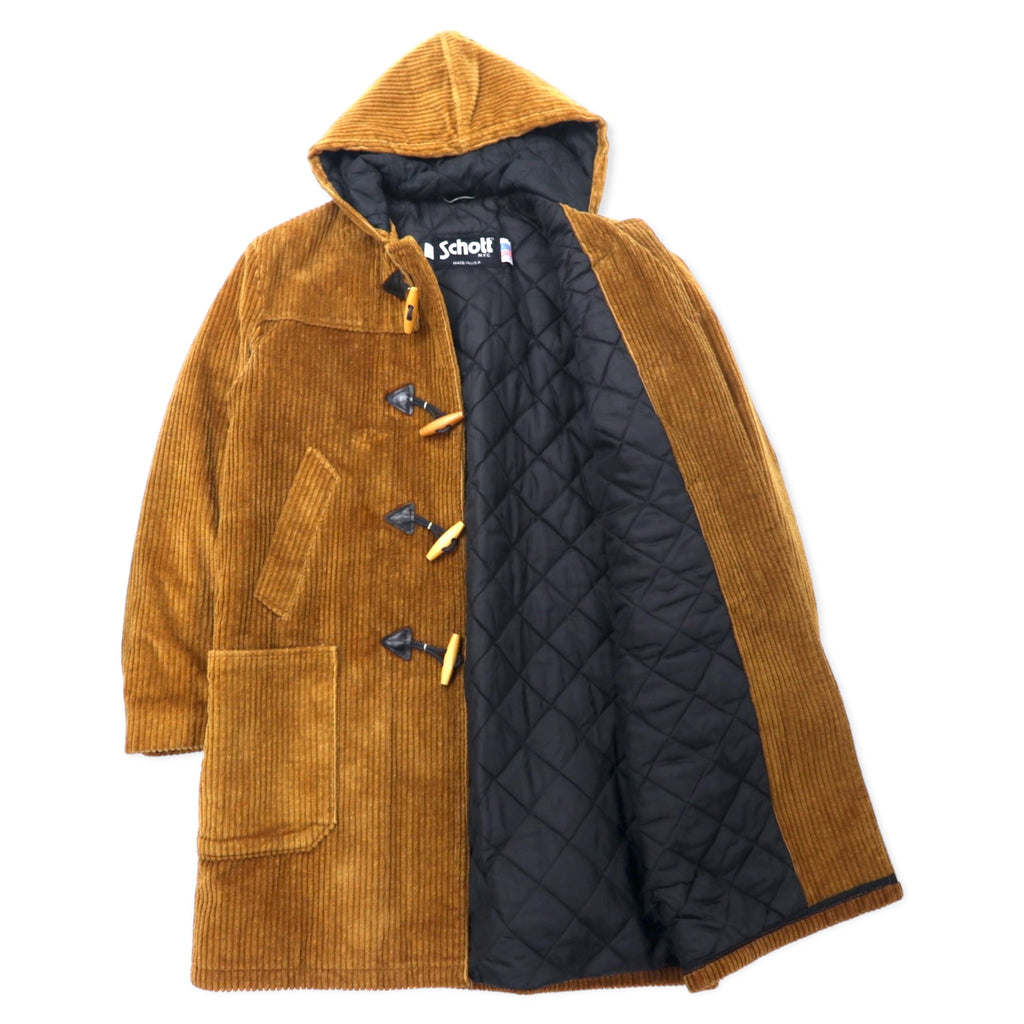 Schott USA Corduroy Duffel Coat 38 Brown Cotton Quilted Liner