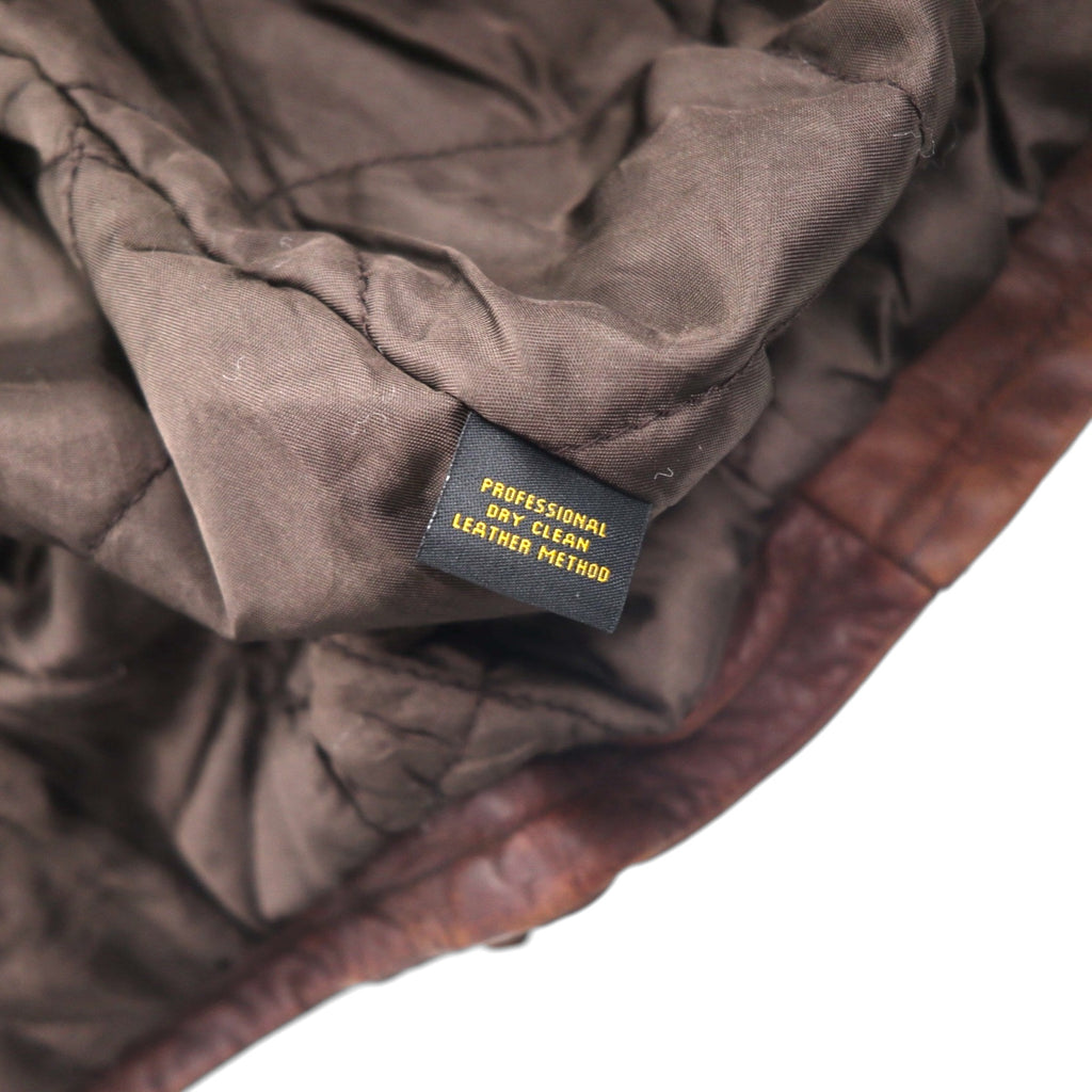 POLO JEANS COMPANY RALPH LAUREN 90s Vintage Single Riders Leather Jacket L Brown Quilted Liner