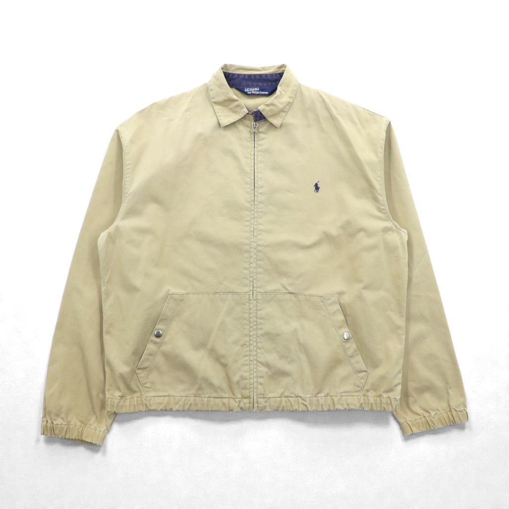 Polo Ralph Lauren 90s Swing Top Harrington Jacket L Beige Small Pony Embroidery Chin Strap