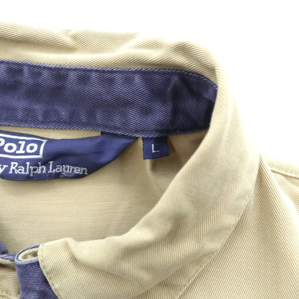 Polo Ralph Lauren 90s Swing Top Harrington Jacket L Beige Small Pony Embroidery Chin Strap
