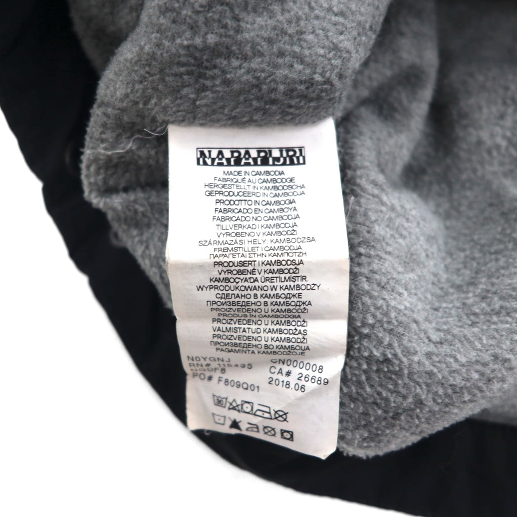 NAPAPIJRI Anorak Parka, Fleece-Lined, Half-Zip Nylon Jacket, Size L, Black, N0YGNJ