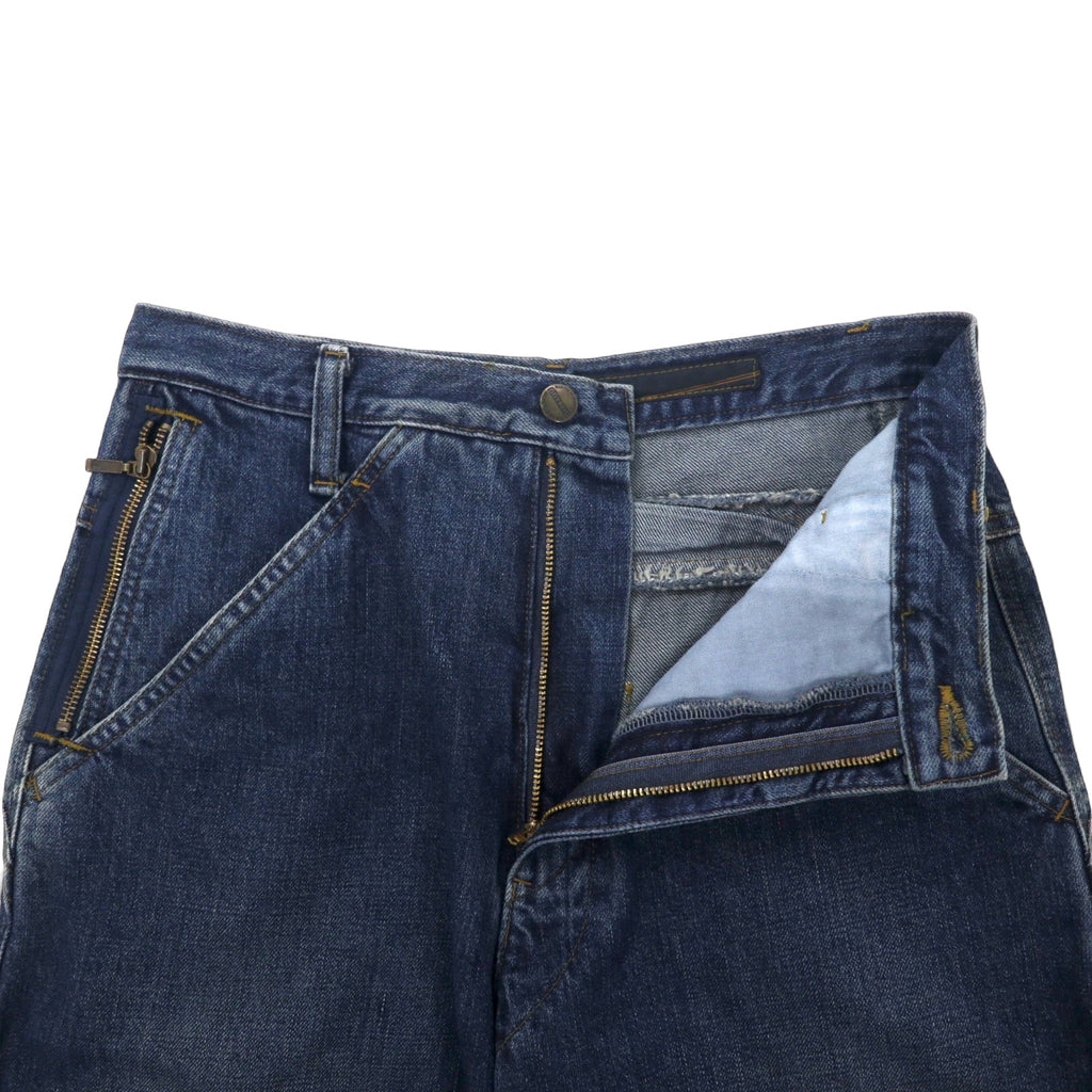 MARITHE FRANCOIS GIRBAUD Baggy Tapered Denim Pants S Blue Cotton Zipper Fly Made in Japan