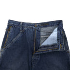 MARITHE FRANCOIS GIRBAUD Baggy Tapered Denim Pants S Blue Cotton Zipper Fly Made in Japan