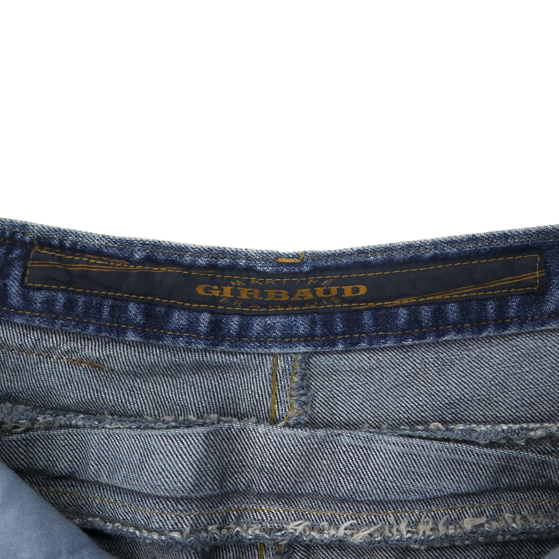 MARITHE FRANCOIS GIRBAUD Baggy Tapered Denim Pants S Blue Cotton Zipper Fly Made in Japan