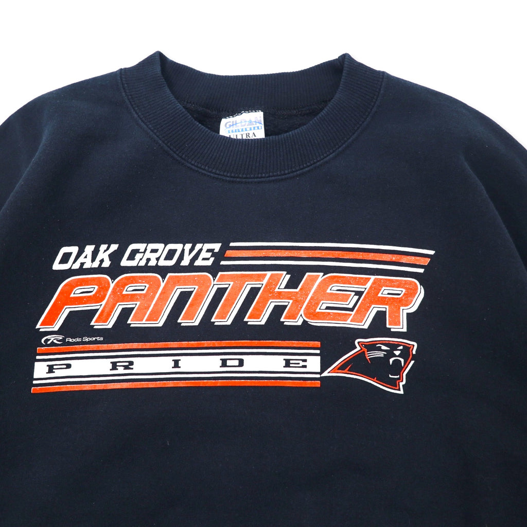 GILDAN College Print Sweatshirt L Black Cotton OAK GROVE PANTHERS Big Size Made in Honduras