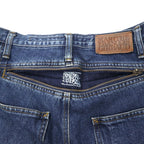 MARITHE FRANCOIS GIRBAUD Baggy Tapered Denim Pants S Blue Cotton Zipper Fly Made in Japan
