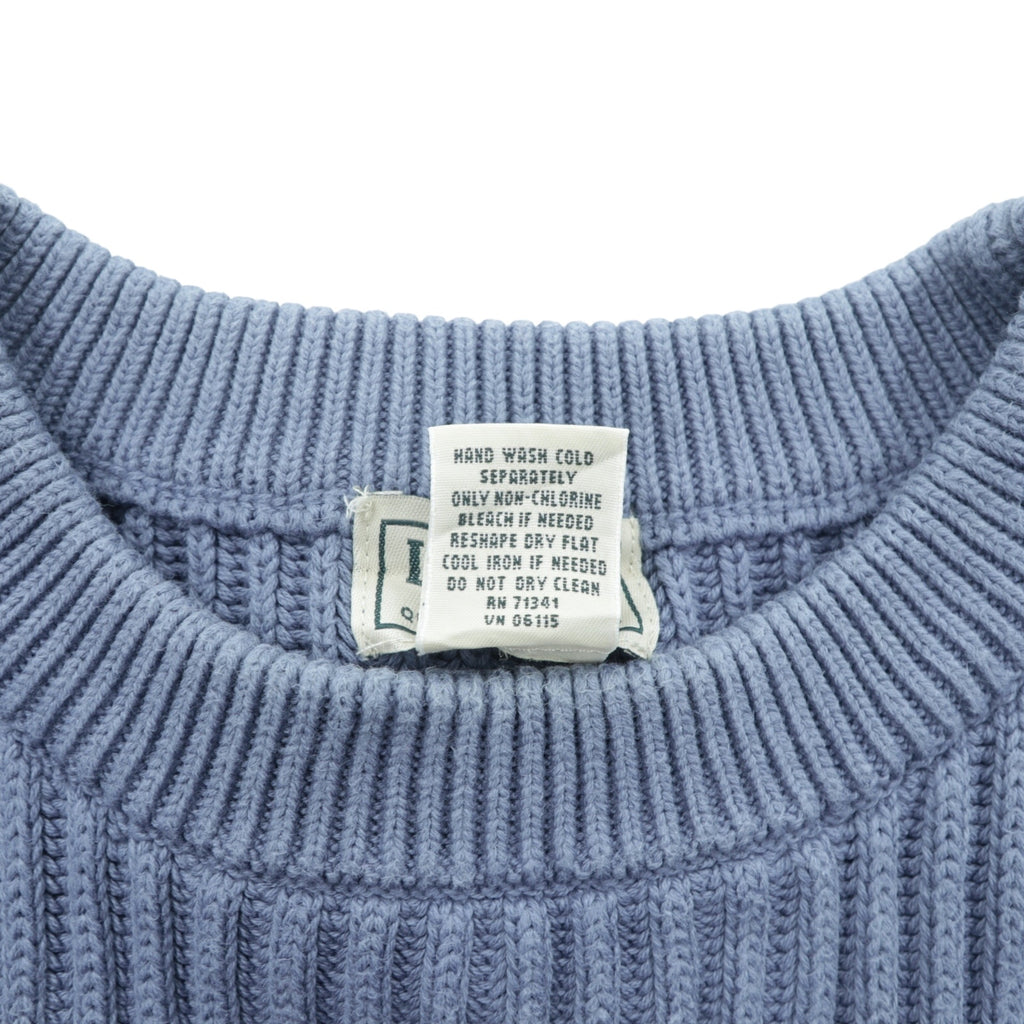 L.L.Bean 90s Ribbed Knit Sweater, XL, Blue Cotton, Crew Neck, JSA6