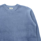 L.L.Bean 90s Ribbed Knit Sweater, XL, Blue Cotton, Crew Neck, JSA6