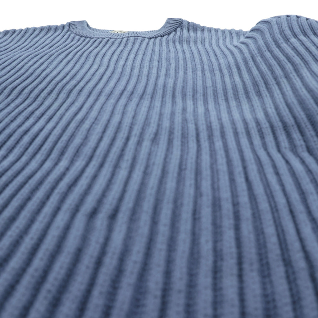L.L.Bean 90s Ribbed Knit Sweater, XL, Blue Cotton, Crew Neck, JSA6