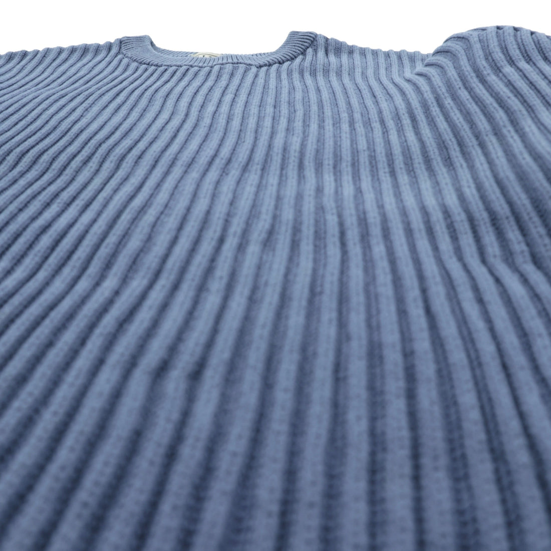 L.L.Bean 90s Ribbed Knit Sweater, XL, Blue Cotton, Crew Neck, JSA6