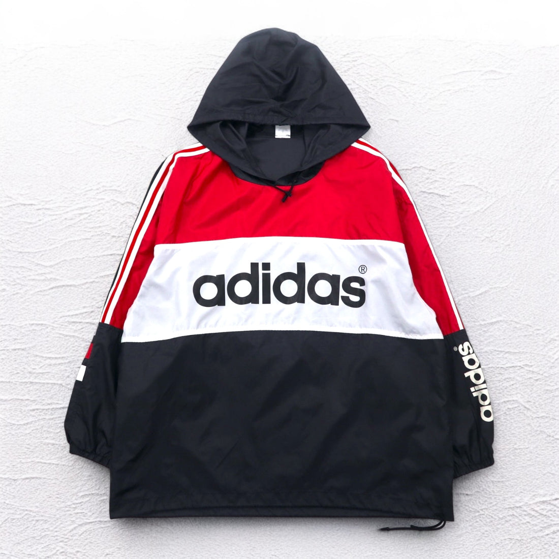 adidas 90s Descente Piste Pullover Nylon Parka ML 3 Stripes Double Sided Logo Print Made in Japan