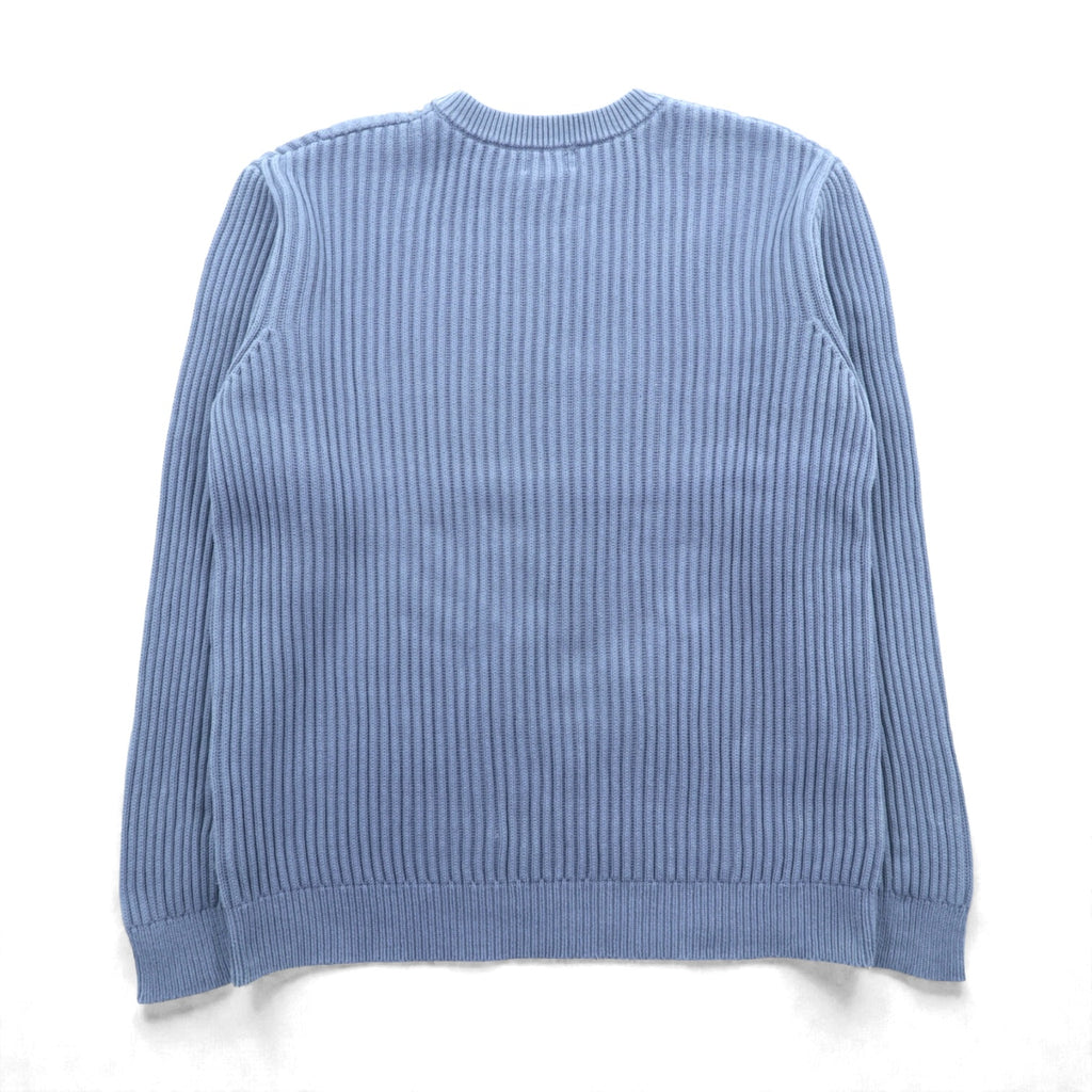 L.L.Bean 90s Ribbed Knit Sweater, XL, Blue Cotton, Crew Neck, JSA6