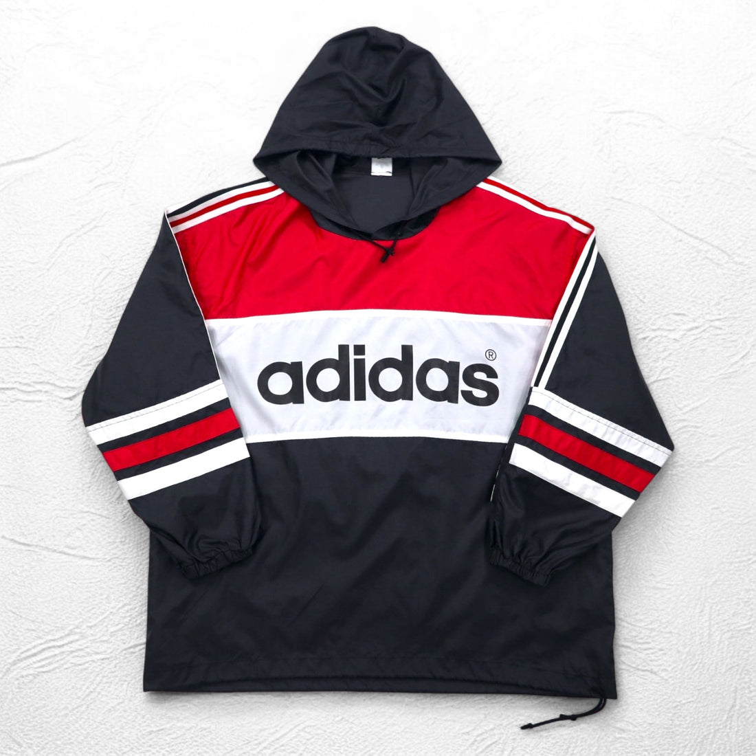 adidas 90s Descente Piste Pullover Nylon Parka ML 3 Stripes Double Sided Logo Print Made in Japan