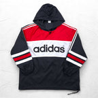 adidas 90s Descente Piste Pullover Nylon Parka ML 3 Stripes Double Sided Logo Print Made in Japan