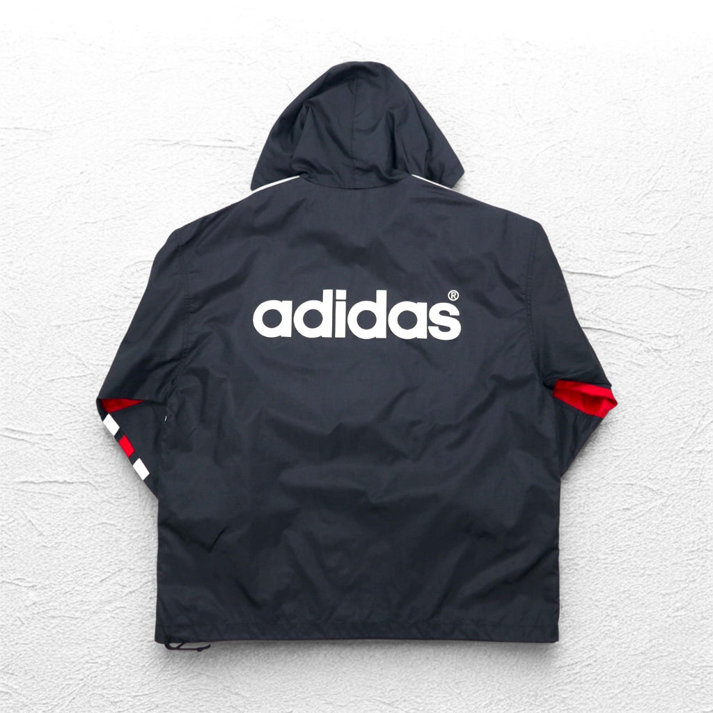 adidas 90s Descente Piste Pullover Nylon Parka ML 3 Stripes Double Sided Logo Print Made in Japan