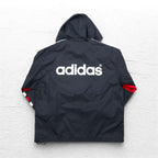 adidas 90s Descente Piste Pullover Nylon Parka ML 3 Stripes Double Sided Logo Print Made in Japan