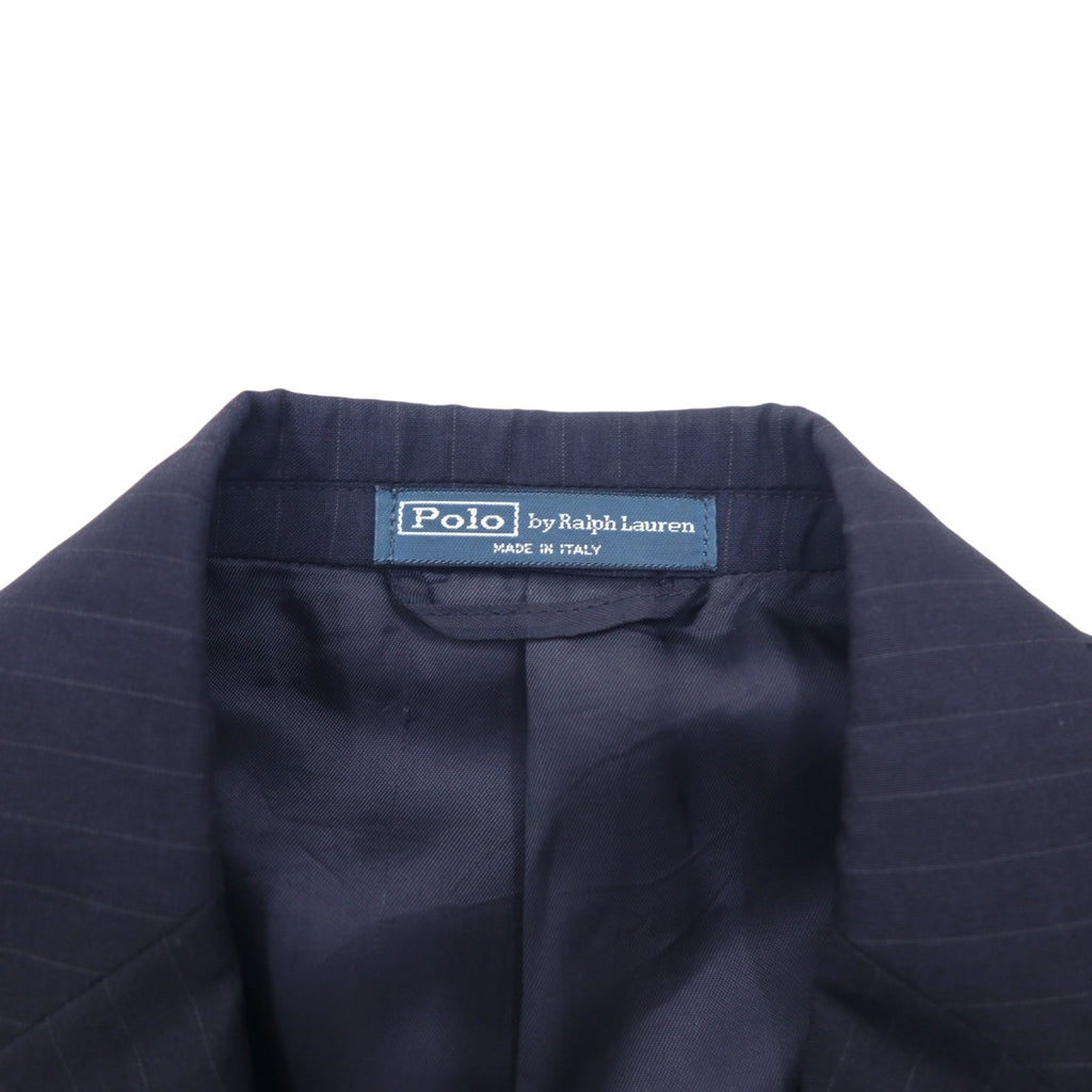 Polo by Ralph Lauren Italian made 2B tailored jacket L navy striped wool sheepskin