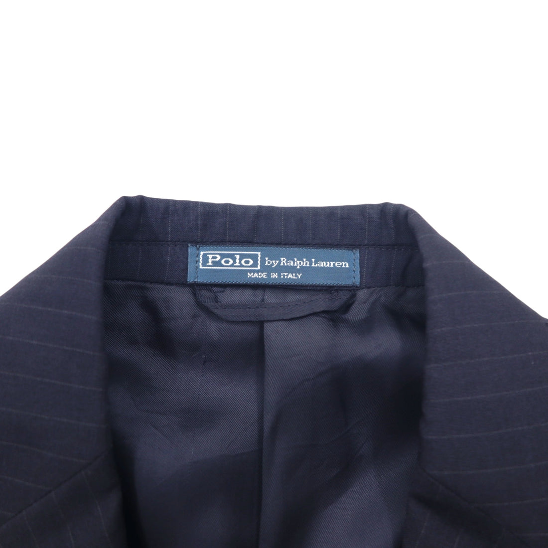 Polo by Ralph Lauren Italian made 2B tailored jacket L navy striped wool sheepskin