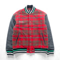 Columbia 00s Leather Varsity Jacket, XL, Red Wool, Gilcrest Check, PM3341, XCO Cowhide
