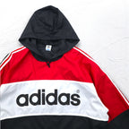 adidas 90s Descente Piste Pullover Nylon Parka ML 3 Stripes Double Sided Logo Print Made in Japan