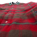 Columbia 00s Leather Varsity Jacket, XL, Red Wool, Gilcrest Check, PM3341, XCO Cowhide