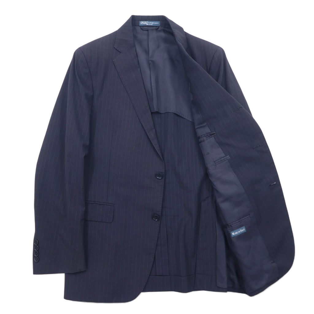 Polo by Ralph Lauren Italian made 2B tailored jacket L navy striped wool sheepskin
