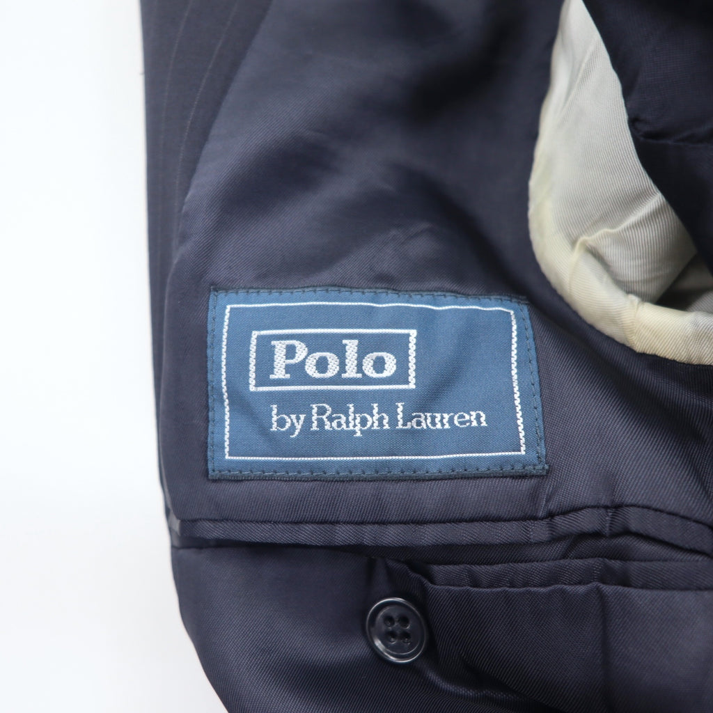 Polo by Ralph Lauren Italian made 2B tailored jacket L navy striped wool sheepskin