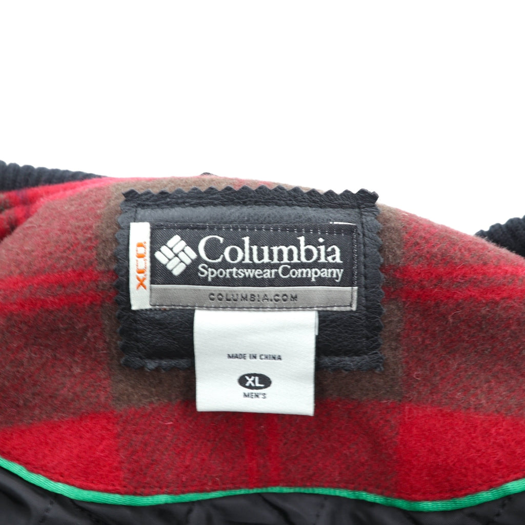 Columbia 00s Leather Varsity Jacket, XL, Red Wool, Gilcrest Check, PM3341, XCO Cowhide