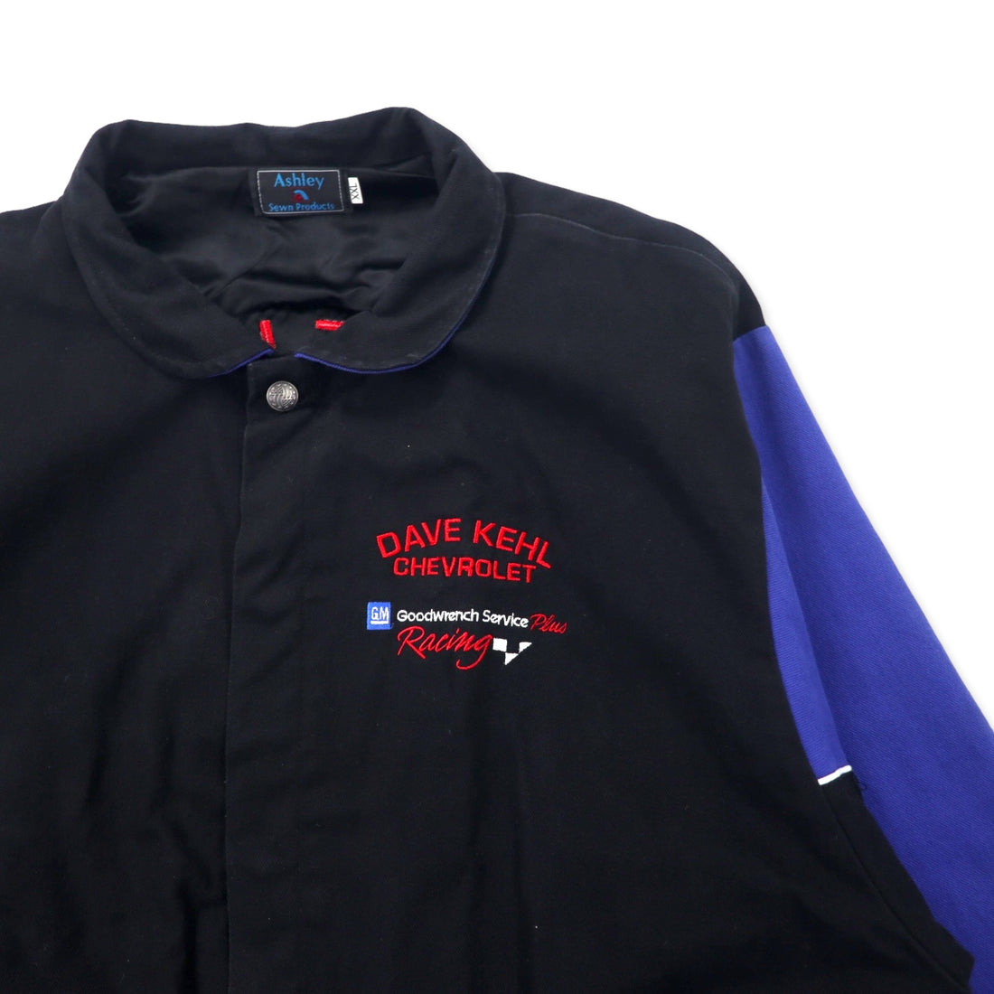 Ashley USA made racing jacket XXL black cotton snap button DAVE KEHL CHEVROLET back embroidery big size