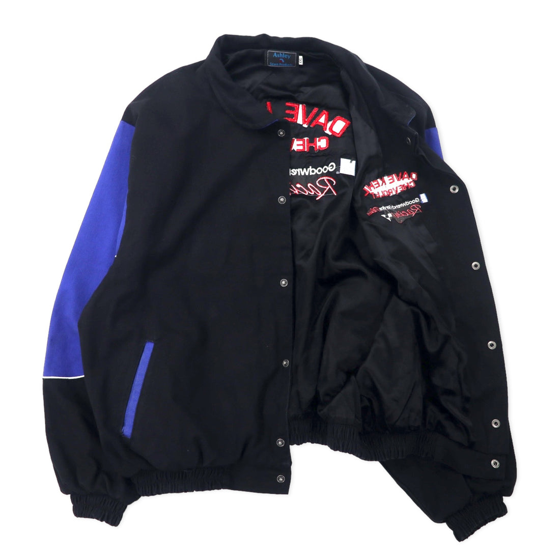 Ashley USA made racing jacket XXL black cotton snap button DAVE KEHL CHEVROLET back embroidery big size