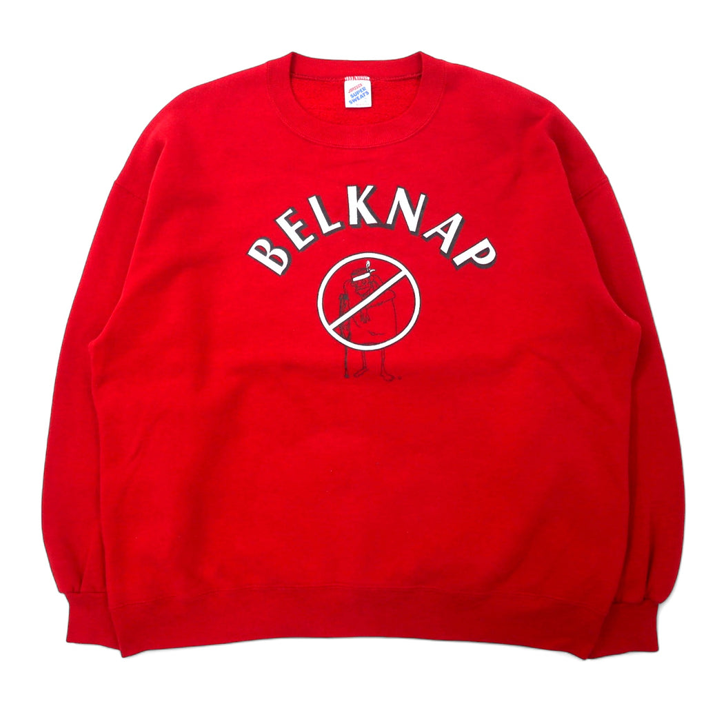 日本然リトテ-古着オンライン-USA製 90年代 JERZEES プリント スウェット XXL レッド コットン BELKNAP SAFETY RECORD-USA Made 90's JERZEES Print Sweatshirt XXL Red Cotton BELKNAP SAFETY RECORD