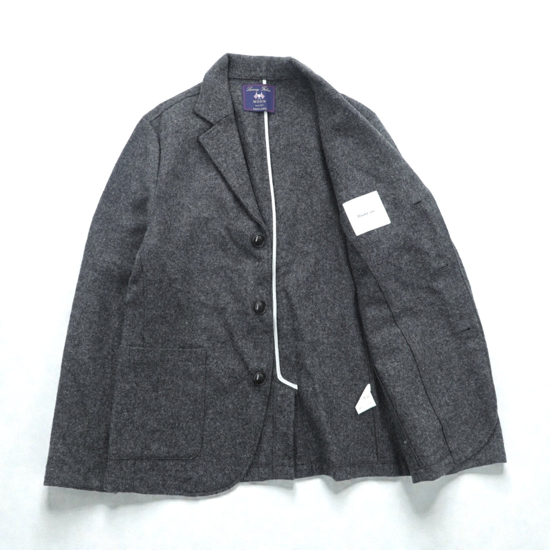 Cricket 1960 x BRONTE By MOON Made in Japan Tweed Leather 3B Wool Tailored Jacket, Size M, Gray