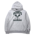 日本然リトテ-古着オンライン-Champion 00年代 プレミアム リバースウィーブ パーカー M グレー コットン 裏起毛 HORNETS LACROSSE アーチロゴ 3段プリント PREMIUM REVERSE WEAVE-Champion 00's Premium Reverse Weave Hoodie M Gray Cotton brushed lining HORNETS LACROSSE Arch Logo 3 Tier Print PREMIUM REVERSE WEAVE