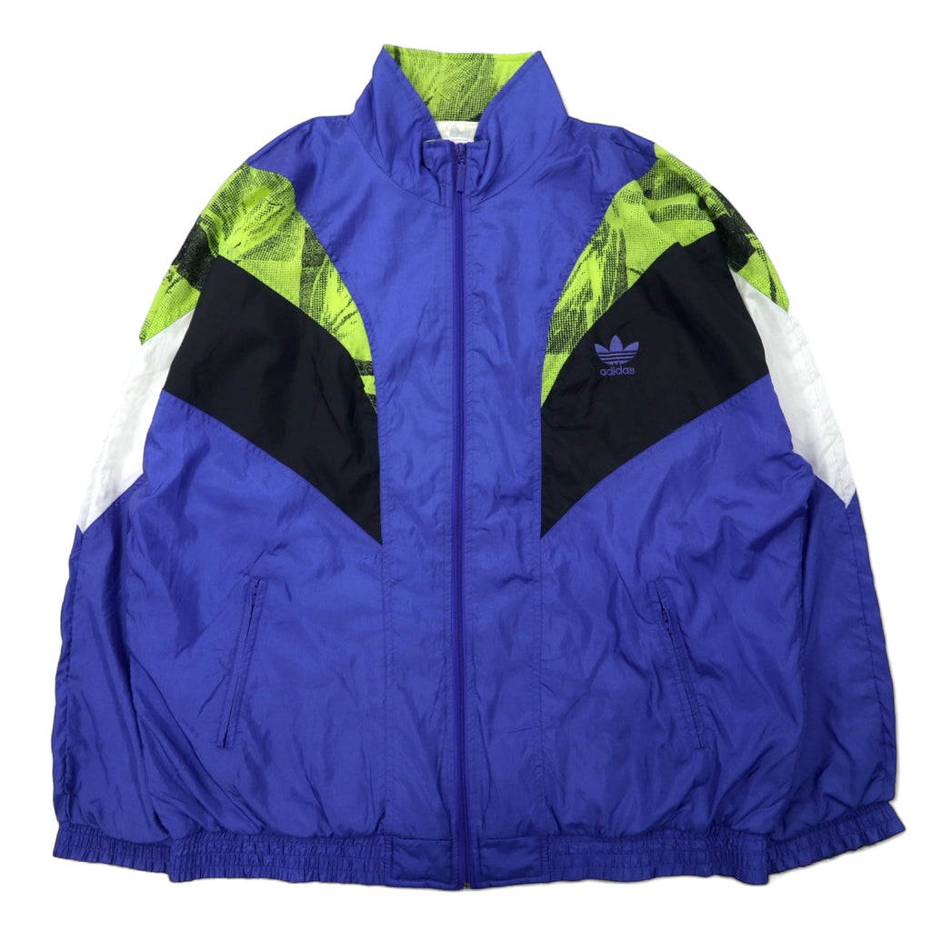 日本然リトテ-古着オンライン-adidas 90年代 ナイロンジャケット ジャージ XL ブルー トレフォイルロゴ-adidas 90's Windbreaker Jersey XL Blue Trefoil Logo