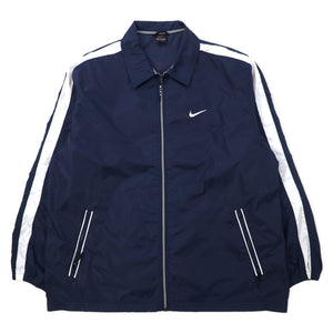 NIKE 90s Nylon Jacket Sports Jacket L Navy Side Line Swoosh Logo Black Tag Big Size