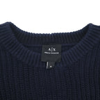 A|X ARMANI EXCHANGE ワッフル セーター コットン ニット M ネイビー 畦編み