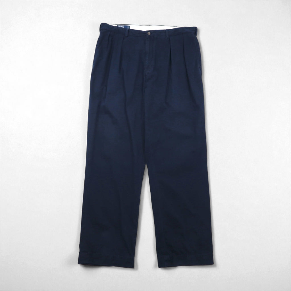 Polo Ralph Lauren 90s Polo Chino Pants, Double-Tuck Wide Leg, XL, Navy, Andrew Pant