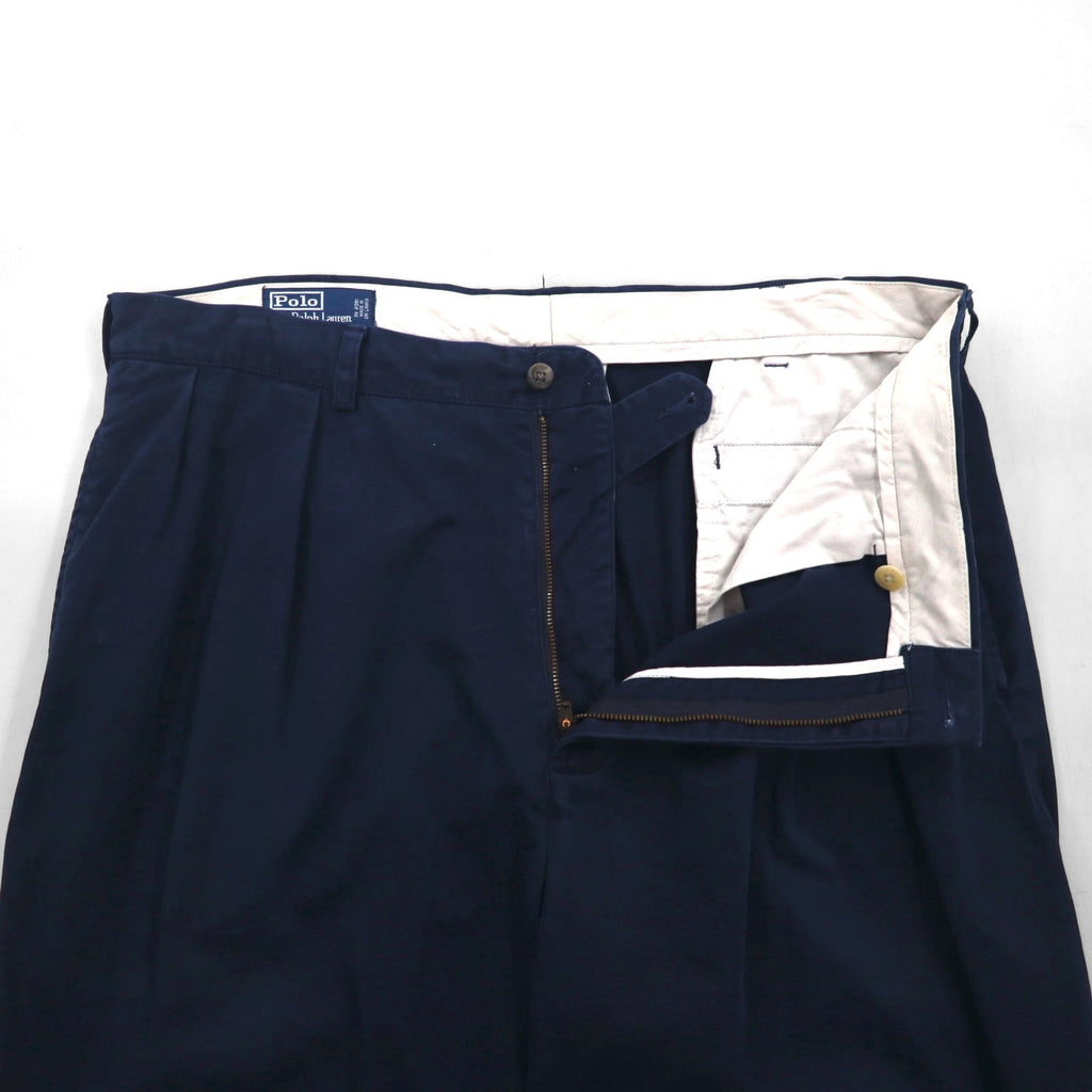 Polo Ralph Lauren 90s Polo Chino Pants, Double-Tuck Wide Leg, XL, Navy, Andrew Pant
