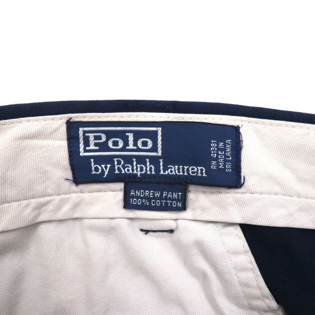 Polo Ralph Lauren 90s Polo Chino Pants, Double-Tuck Wide Leg, XL, Navy, Andrew Pant