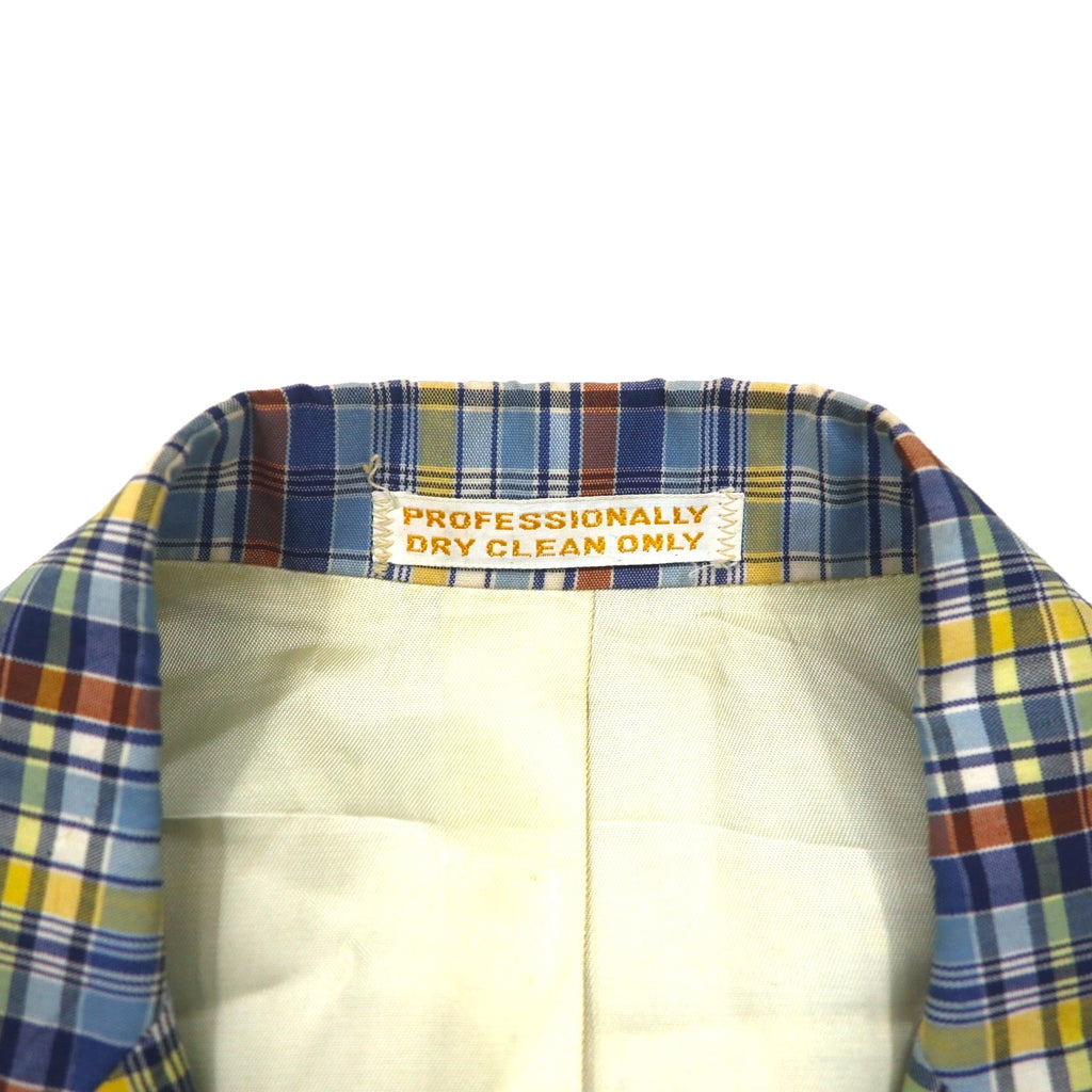 70s USA Vintage Jacket Freg's 2B テーラードジャケット M ブルー マドラス チェック