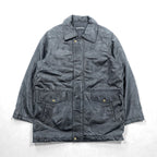BLACK LEDER Lamb Leather Patchwork Half Coat, Size L, Black, Zip-Up