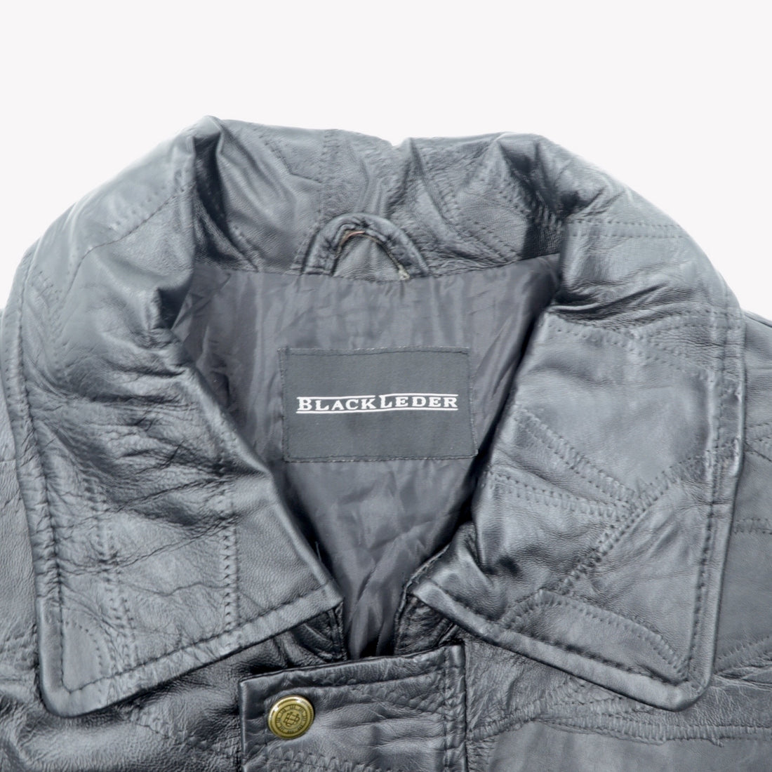 BLACK LEDER Lamb Leather Patchwork Half Coat, Size L, Black, Zip-Up