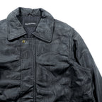 BLACK LEDER Lamb Leather Patchwork Half Coat, Size L, Black, Zip-Up