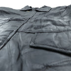 BLACK LEDER Lamb Leather Patchwork Half Coat, Size L, Black, Zip-Up