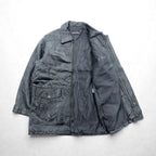 BLACK LEDER Lamb Leather Patchwork Half Coat, Size L, Black, Zip-Up